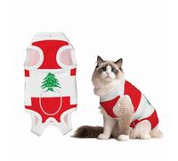 Flag of Lebanon Combinaison chirurgicale pour chien et chat 100 % coton respirant avec imprimés mignons, alternative au cône pour stériliser les plaies, animaux domestiques mâles et femelles Taille S