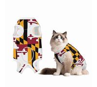 Flag of Maryland Combinaison chirurgicale pour chien et chat, 100 % coton respirant avec imprimés mignons, alternative au cône pour stériliser les plaies, animaux domestiques mâles et femelles Taille