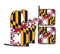 Flag of Maryland Lot de 4 maniques résistantes à la chaleur pour cuisine, micro-ondes et barbecue