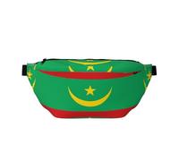 Flag of Mauritania Sac banane à bandoulière - Sac à bandoulière polyvalent pour homme et femme avec poches zippées, idéal pour les voyages, la course à pied, noir, taille unique