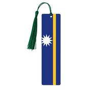 Flag of Nauru Lot de 5 marque-pages artistiques pour femme, pompons en bois, fournitures d'étude