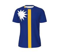 Flag of Nauru T-shirt à manches courtes pour homme - Séchage ultra rapide évacuant l'humidité, noir, Taille 3XL