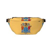 Flag of New Jersey Sac banane polyvalent pour homme et femme avec poches zippées, idéal pour les voyages, la course à pied, noir, taille unique