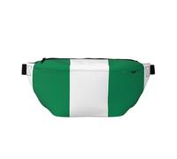 Flag of Nigeria Sac banane polyvalent pour homme et femme avec poches zippées, idéal pour les voyages, la course à pied, noir, taille unique