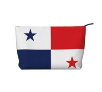 Flag of Panama Trousse de maquillage en velours côtelé pour femme avec fermeture éclair, idéale pour les voyages et le rangement quotidien des produits cosmétiques, noir, taille unique