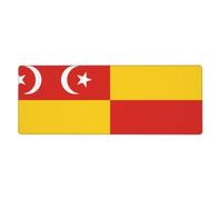 Flag of Selangor State Sous-main de bureau extra large 30 x 80 cm Tapis de souris de jeu antidérapant avec bords cousus et tapis de clavier imperméable pour bureau