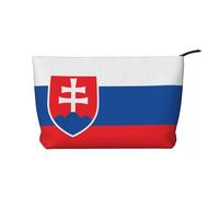 Flag of Slovakia Trousse de maquillage en velours côtelé pour femme avec fermeture éclair portable pour voyage et rangement quotidien de produits cosmétiques, noir, taille unique