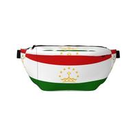 Flag of Tajikistan Sac banane polyvalent pour homme et femme avec poches zippées, idéal pour les voyages, la course à pied, noir, taille unique