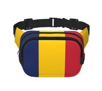 Flag of Tchad Sac banane carré double couche avec sangle réglable pour activités de plein air, noir, taille unique, Noir , Taille unique
