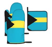 Flag of the Bahamas Lot de 3 maniques de four à micro-ondes anti-brûlure avec la commodité d'ouvrir les couvercles de casserole