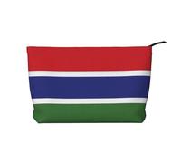 Flag of the Gambia Trousse de maquillage en velours côtelé pour femme avec fermeture éclair portable pour voyage et rangement quotidien de produits cosmétiques, noir, taille unique