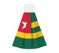 Flag of Togo Lingettes absorbantes en velours corail à suspendre pour cuisine, salle de bain, camping, extérieur et plus encore