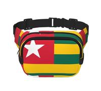 Flag of Togo Sac banane carré double couche avec sangle réglable pour activités de plein air, noir, taille unique, Noir , Taille unique