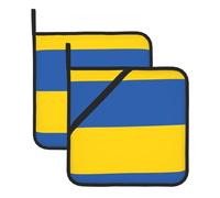 Flag of Ukraine Lot de 2 maniques carrées en silicone résistant à la chaleur pour plats chauds, gants de cuisine de rechange avec boucle de suspension