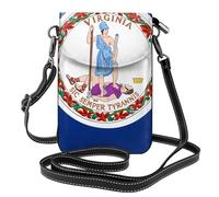 Flag of Virginia Petit sac à bandoulière pour téléphone en cuir synthétique avec emplacements pour cartes et sangle réglable