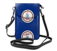 Flag of Virginia - Portefeuille spacieux pour téléphone portable, petit sac à main polyvalent en toile avec sangle en cuir réglable, noir, taille unique