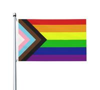 Flag Progrès Gay Pride Lesbienne Rainbow Double Face Drapeaux Œillets En Laiton Dans Bannière Pour Home Célébrations Saisonnière 3X5Ft