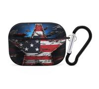 Flag Stars Coque pour AirPod Pro, coque rigide anti-rayures en polycarbonate avec porte-clés, accessoires pour AirPod Pro 2e/1ère coque pour homme et femme, style noir