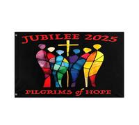 Flag Vitraux Du Jubilé Catholique : Pèlerins De L'Espoir Couleur Vive Drapeaux Œillets En Laiton Dans Drapeau Pour Patio Home Jardin 3X5Ft