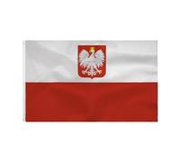 Flaga Polska Drapeau polonais avec aigle 90 x 150 cm - Drapeau polonais en polyester - Couleurs vives avec œillets en laiton Polish flag
