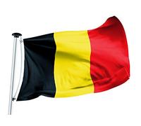 FLAGLY Drapeau Belgique 100 x 150 cm -160g/m² de tissu - fait main, toile de bateau robuste et résistante aux intempéries avec œillets (100 x 150 cm, Belgique)