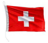 FLAGLY Drapeau de bateau de la Suisse 45 x 30 cm format paysage - 115g/m² poids du tissu - imprimé, robuste avec corde & boucle, Accessoires Bateaux à moteur