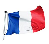FLAGLY Drapeau francais 100 x 150 cm avec œillets - grand drapeau francais extérieur 160 g/m² - drapeau france robuste et résistant aux intempéries