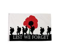Flagmax Drapeaux du souvenir Lest We Forget - Qualité supérieure pour l'extérieur et l'intérieur (90 cm x 60 cm)