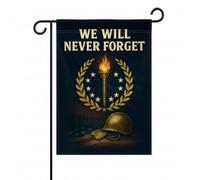 FLAGMEUP8386 Drapeau de jardin pour vétérans de l'armée pour le jour commémoratif et l'automne, double face en polyester léger 30,5 x 45,7 cm, emblème de la torche patriotique et décoration extérieure