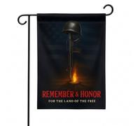 FLAGMEUP8386 Drapeau de jardin pour vétérans de l'armée pour le jour commémoratif et l'automne, double face en polyester léger 30,5 x 45,7 cm, croix de combat patriotique pour vétérans et familles