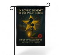 FLAGMEUP8386 Drapeau de jardin vétéran de l'armée 30,5 x 45,7 cm, In Loving Memory of Our Fallen Heroes, bannière de cour en polyester double face, drapeau commémoratif patriotique pour la journée des