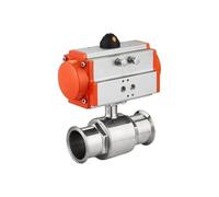 FLAGPVPAGT Robinet à tournant sphérique pneumatique sanitaire d'acier inoxydable de 38mm deux pièces robinet Type virole Tri bride avec le cylindre Double effet