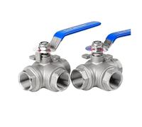 FLAGPVPAGT Vanne à boisseau sphérique trois voies en acier inoxydable 1/2", 3/4", 1", 1-1/4", 1-1/2", 2", type L, T, vanne manuelle filetage interne 304(1/2",L Type)