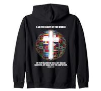 Flags of The World - Christian Faith Cross John 8:12 Light Sweat à Capuche