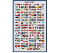 Flags of The World Poster - Laminated Educational Chart for Classroom Wall, Geography Learning Resource(Framed,12x18inch(30x45cm))