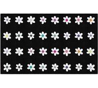 Flagship Carpets Tapis éducatif pour chambre d'enfant, salle de classe d'enfant, salle de jeu pour enseignement et salle de jeux, 2,3 x 3,6 m, motif marguerites sur fond noir
