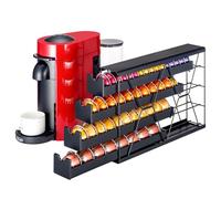 FlagShip Organiseur d'angle à 4 niveaux pour dosettes de café Nespresso Vertuo - Plus de 40 capsules de rangement, plan de travail de cuisine en métal fin avec design compact