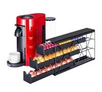 FlagShip Support à dosettes Nespresso à 3 niveaux et organiseur de capsules de café Vertuo - Rangement en métal noir peu encombrant pouvant contenir plus de 30 dosettes Vertuo