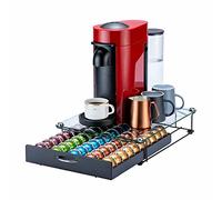 Flagship Support de dosettes de café Vertuo pour dosettes de café Nespresso avec dessus en verre (capacité de 50 capsules)
