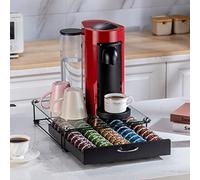 Flagship Support de dosettes de café Vertuo pour rangement de dosettes Nespresso avec dessus en verre trempé cristal (capacité de 50 dosettes)