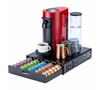 Flagship Support de Dosettes pour Nespresso Vertuo - Organiseur et Support pour Machine à Café - Design de Bar à Café - Métal Noir (Capacité de 50 Capsules)