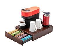 FlagShip Tiroir de rangement pour dosettes Nespresso Vertuo avec cadre en bois élégant (capacité de 50 dosettes)