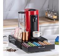 FlagShip Vertuo Support pour dosettes de café Design moderne Support en métal Noir Capacité 50 dosettes