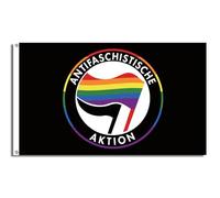 FlagShipper 90 x 150 cm - Drapeau en tissu avec motif « Action antifasciste » - Drapeau arc-en-ciel - Pour la démonstration, le rassemblement et l'événement électoral - Élections européennes et