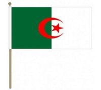 FlagSuperstore© Grand drapeau Algérie à agiter avec mât en bois 45,7 x 30,5 cm - Pays