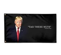 FlagTac Drapeau humoristique Donald Trump « Tax These Nuts », noir, 0,9 x 1,5 m, résistant aux UV, lavable en machine, parfait pour les rassemblements politiques ou événements