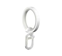 Flair Deco 11052007-1032 Anneaux avec Insert et Crochets courbés pour Rideaux, Tringles pour 16 et 20 mm de diamètre, Lot de 10, Blanc en métal