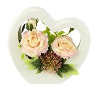 Flair Flower Arrangement de Roses artificielles dans Un Vase en céramique « Cœur » Bouquet de Roses artificielles Décoration de Mariage Romantique