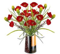 Flair Flower Bouquet de Coquelicots artificiels dans Un Vase - Fleurs artificielles - Décoration de Mariage - Rouge