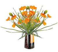 Flair Flower Bouquet de Coquelicots artificiels dans Un Vase - Fleurs artificielles - Décoration de Mariage - Orange